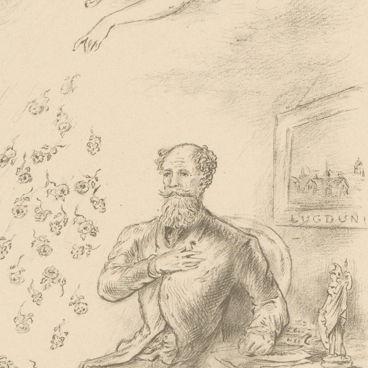 Man at a Table with Falling Roses - Samuel Lankhout & Co - Artwork detail