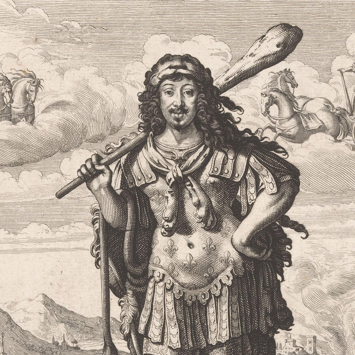 Portret van Lodewijk XIII als Hercules - Abraham Bosse - Artwork detail