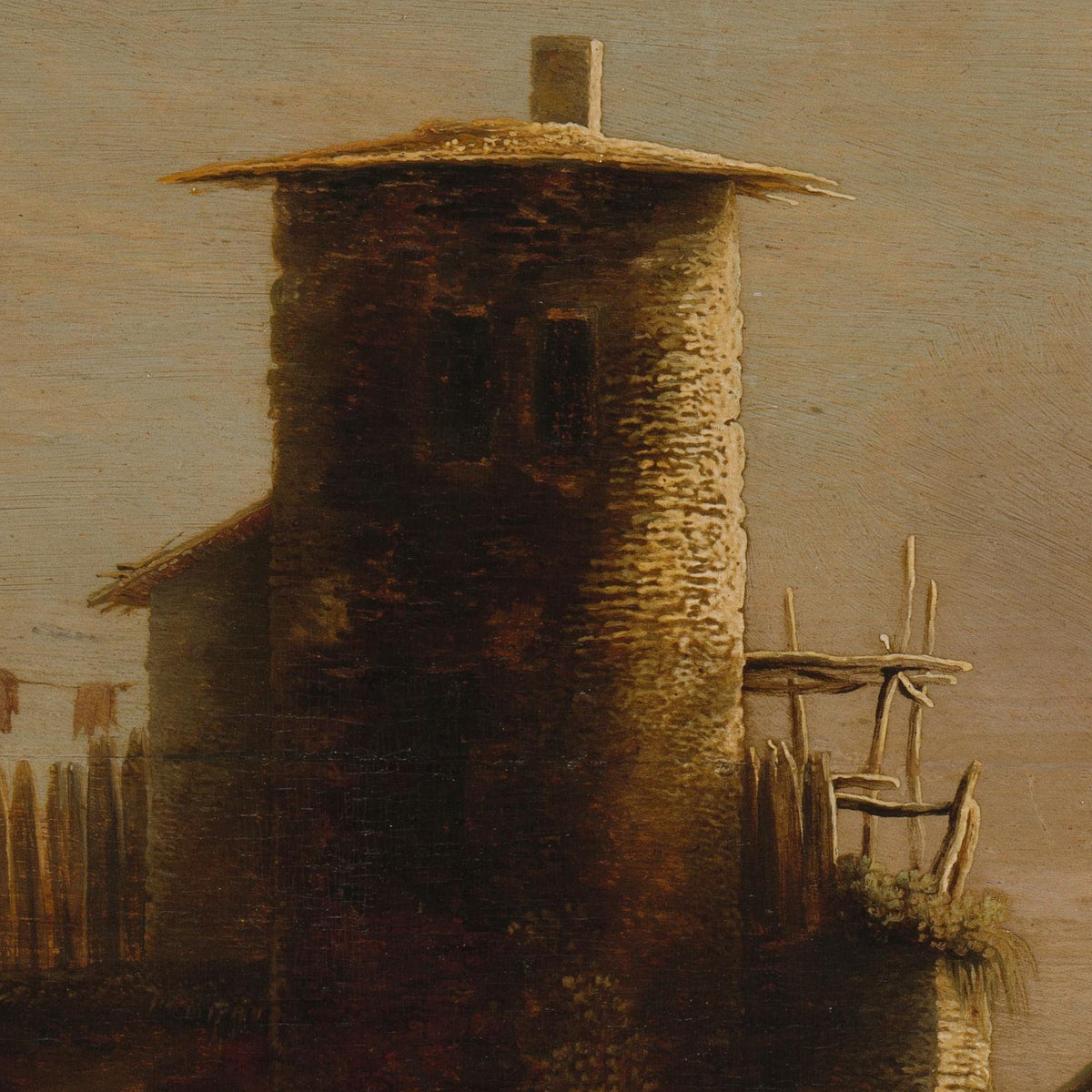 River Scene with a Fortified Tower - Claude de Jongh - Artwork detail