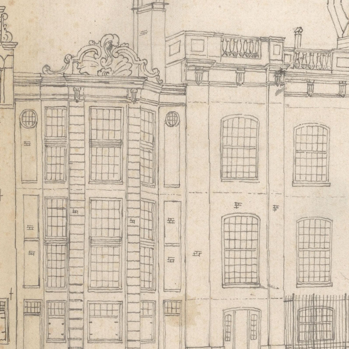 Gezicht op de achterzijde van de Doelenstraat en ingang van de Kloveniersburgwal - Jan Spaan - Artwork detail