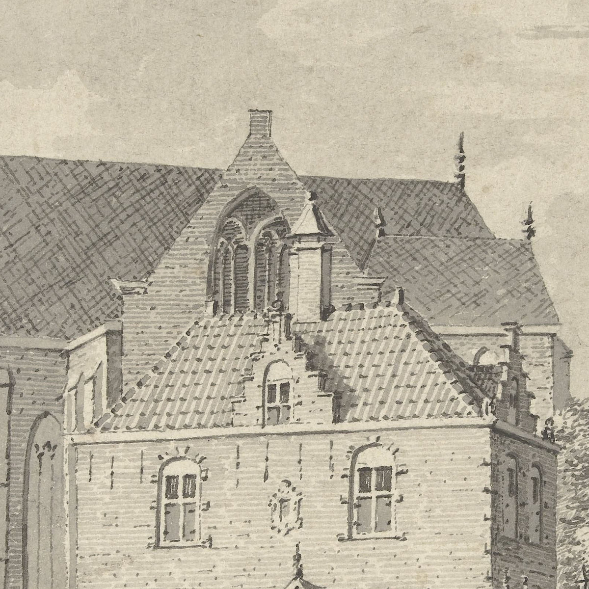 De kerk, waag en vismarkt in Workum - Jacobus Versteegen - Artwork detail