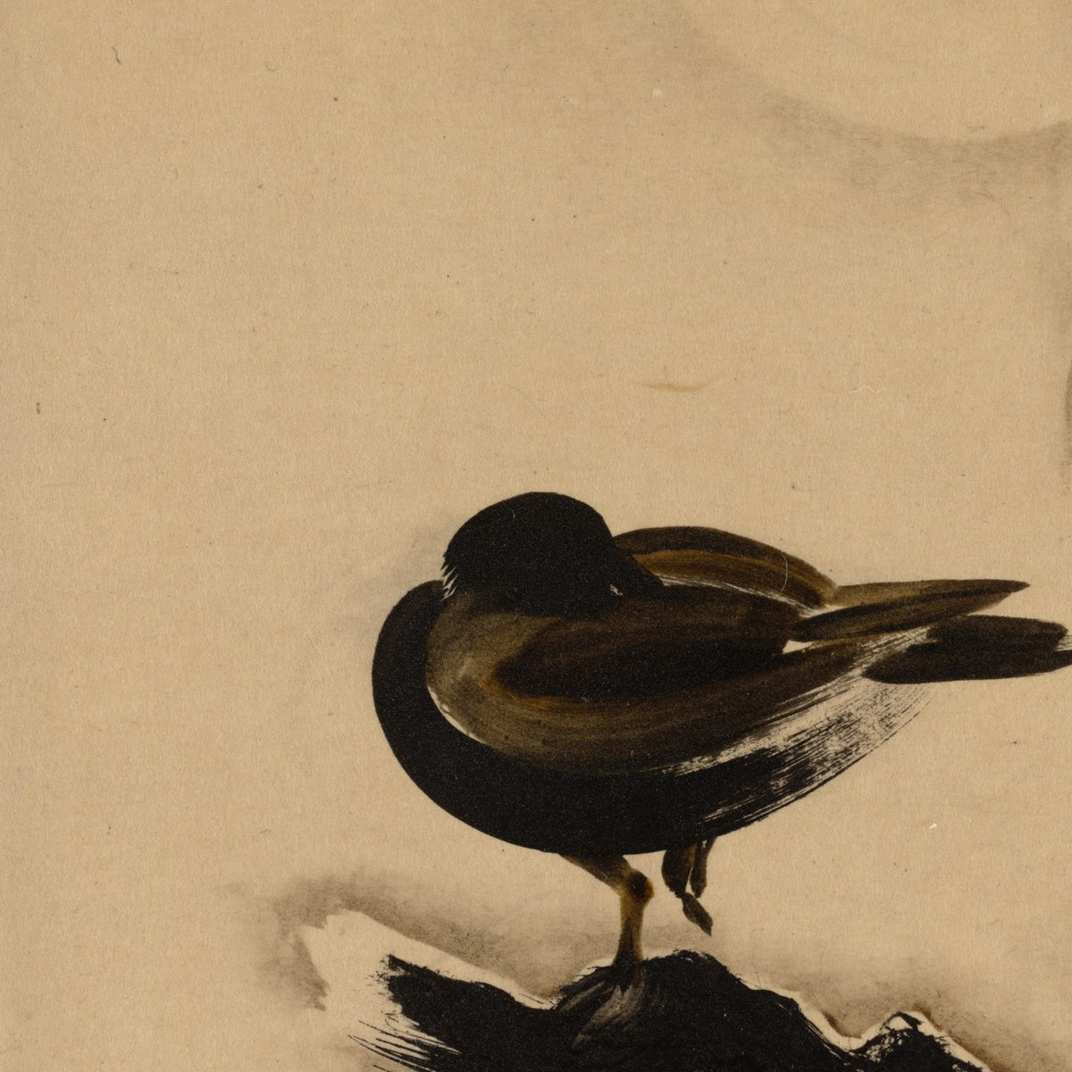 Bird and Willow in Snow - Shibata Zeshin - Artwork detail