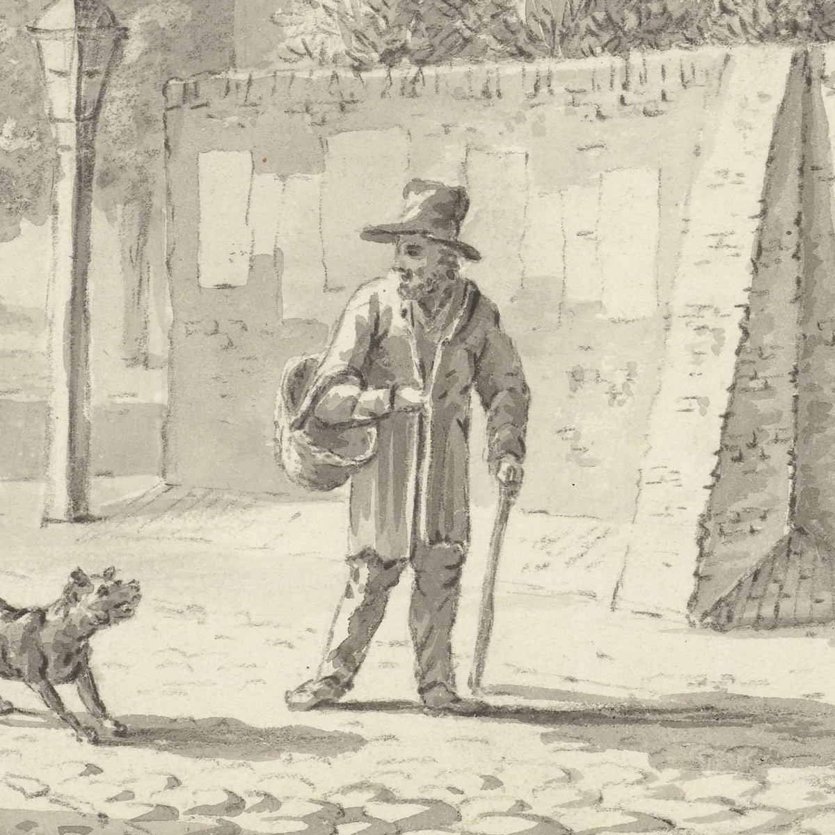 Straatje in Utrecht met de Domtoren in het verschiet - G.A. de Wildt - Artwork detail