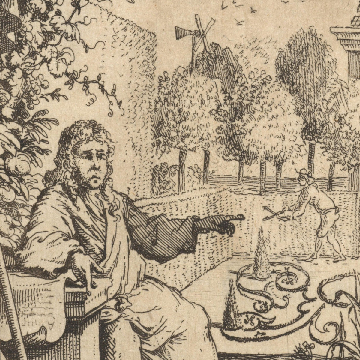 Man in een tuin - Vincent Laurensz. van der Vinne (II) - Artwork detail