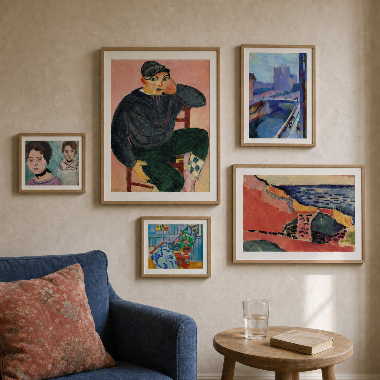 Matisse in Colour curated gallery wall in a lived-in room